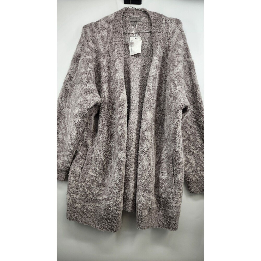 Barefoot Dreams Size 1X Pewter Oyster CozyChic Abstract Animal Open Cardigan‎